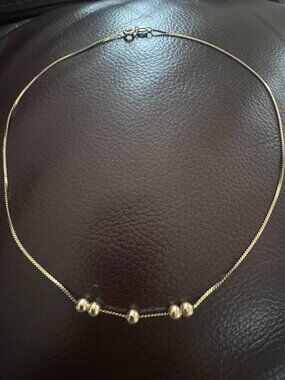 ✨ 14K Solid Gold Beaded Necklace 16" 4.25g Dainty Luxury Jewelry